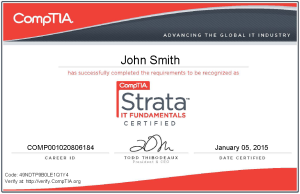 CompTIA IT Fundamentals certificate